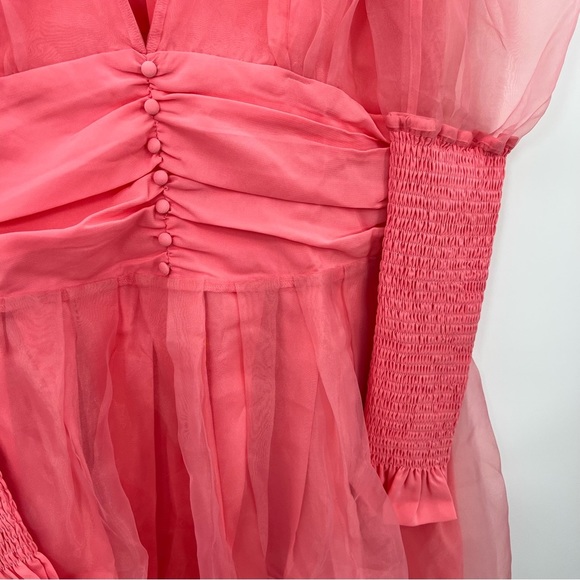 NWT Sugar Thrillz Talk About Forever Organza Mini Dress Sheath Bodycon Barbie - Picture 6 of 9